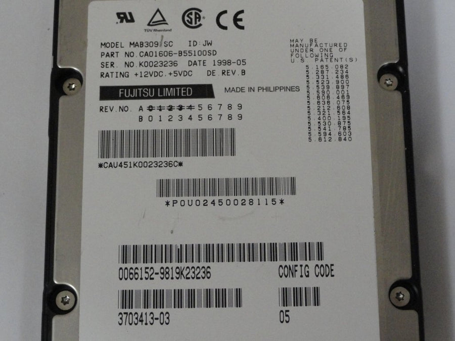 Fujitsu Sun 9.1GBSCSI 80Pin 3.5" HDD In Sun Caddy ( CA01606-B55100SD MAB3091SC 370-3413-04 540-3704-01 ) REF