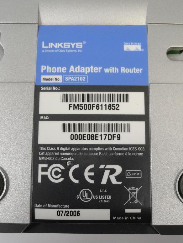 Linksys VoIP Phone Adapter With Router ( SPA2102 SPA2102    Linksys Used) W/PSU