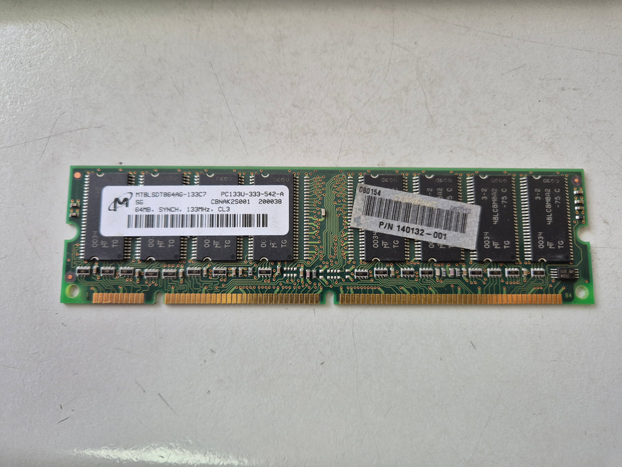Micron HP 64MB DDR 133MHz PC133 non-ECC Unbuffered CL3 168-Pin DIMM ( MT8LSDT864AG-133C7 140132-001 ) REF