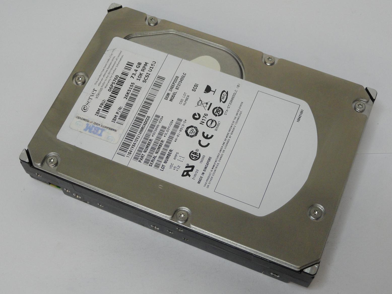 9Z3006-039 - Seagate IBM 73GB SCSI 80 Pin 15Krpm 3.5in HDD - Refurbished