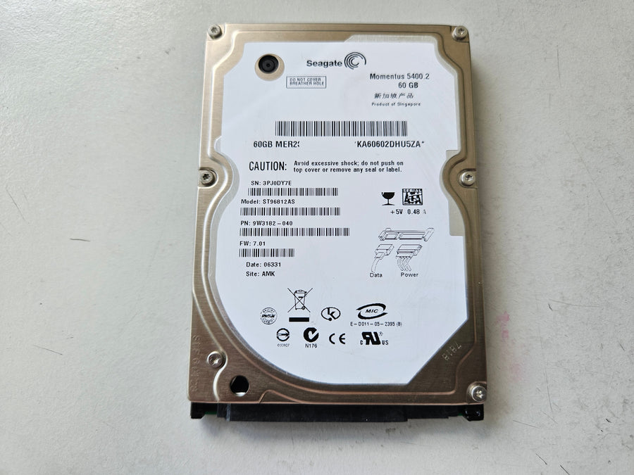 Seagate 60GB 5400RPM SATA 2.5in HDD ( ST96812AS 9W3182-040 ) REF