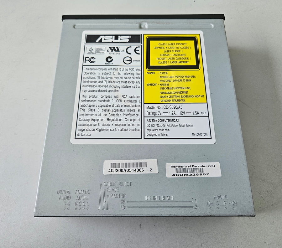 ASUS QuietTrack 52x IDE CD-ROM Black Bezel Drive ( CD-S520/A5 ) USED