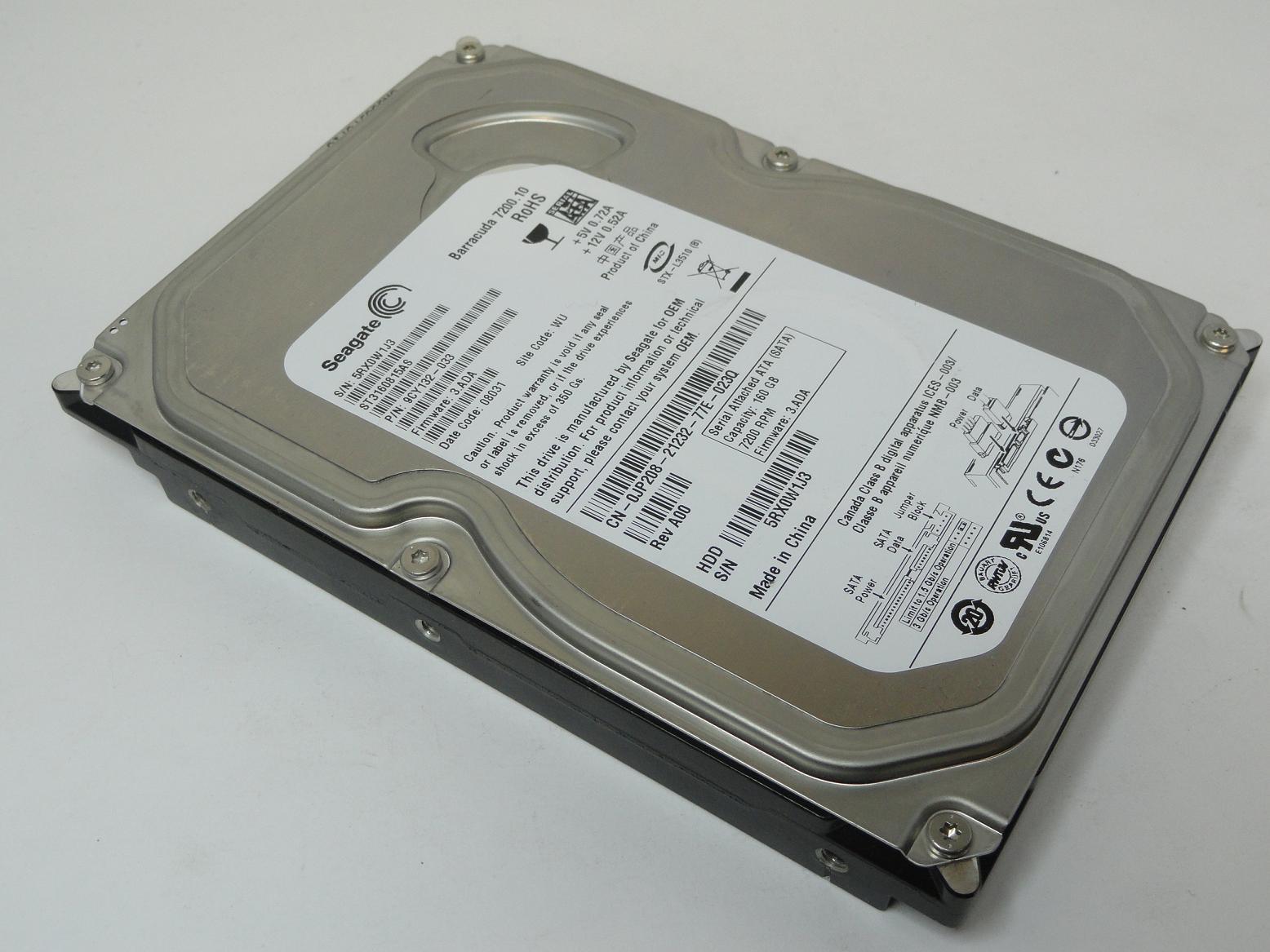 9CY132-033 - Seagate Dell 160GB SATA 7200rpm 3.5in Barracuda 7200.10 HDD - USED