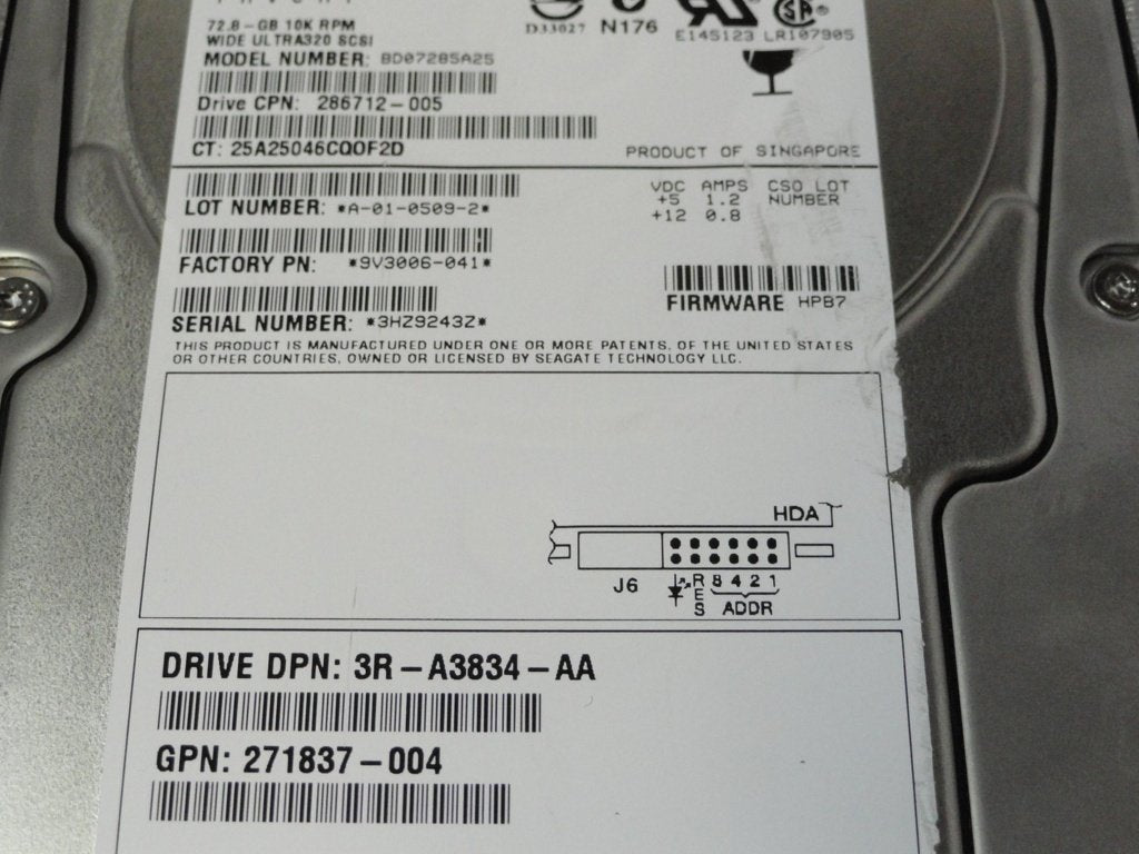 PR20406_9V3006-041_Seagate HP 72.8GB SCSI 80 Pin 10Krpm 3.5in HDD - Image3