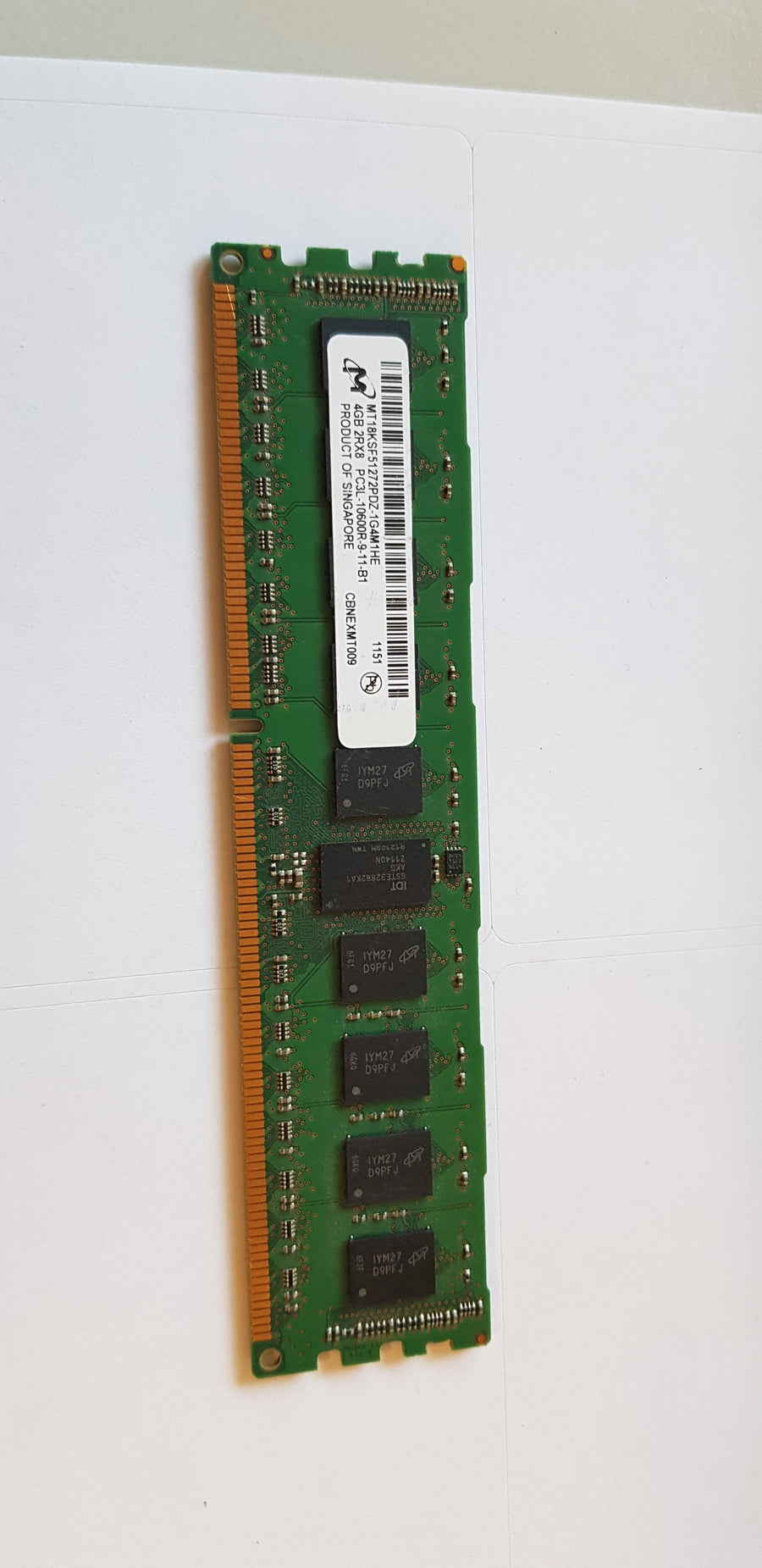 Micron 4GB 2Rx8 PC3L-10600R CL9 DDR3 DIMM Memory Module (MT18KSF51272PDZ-1G4M1HE)
