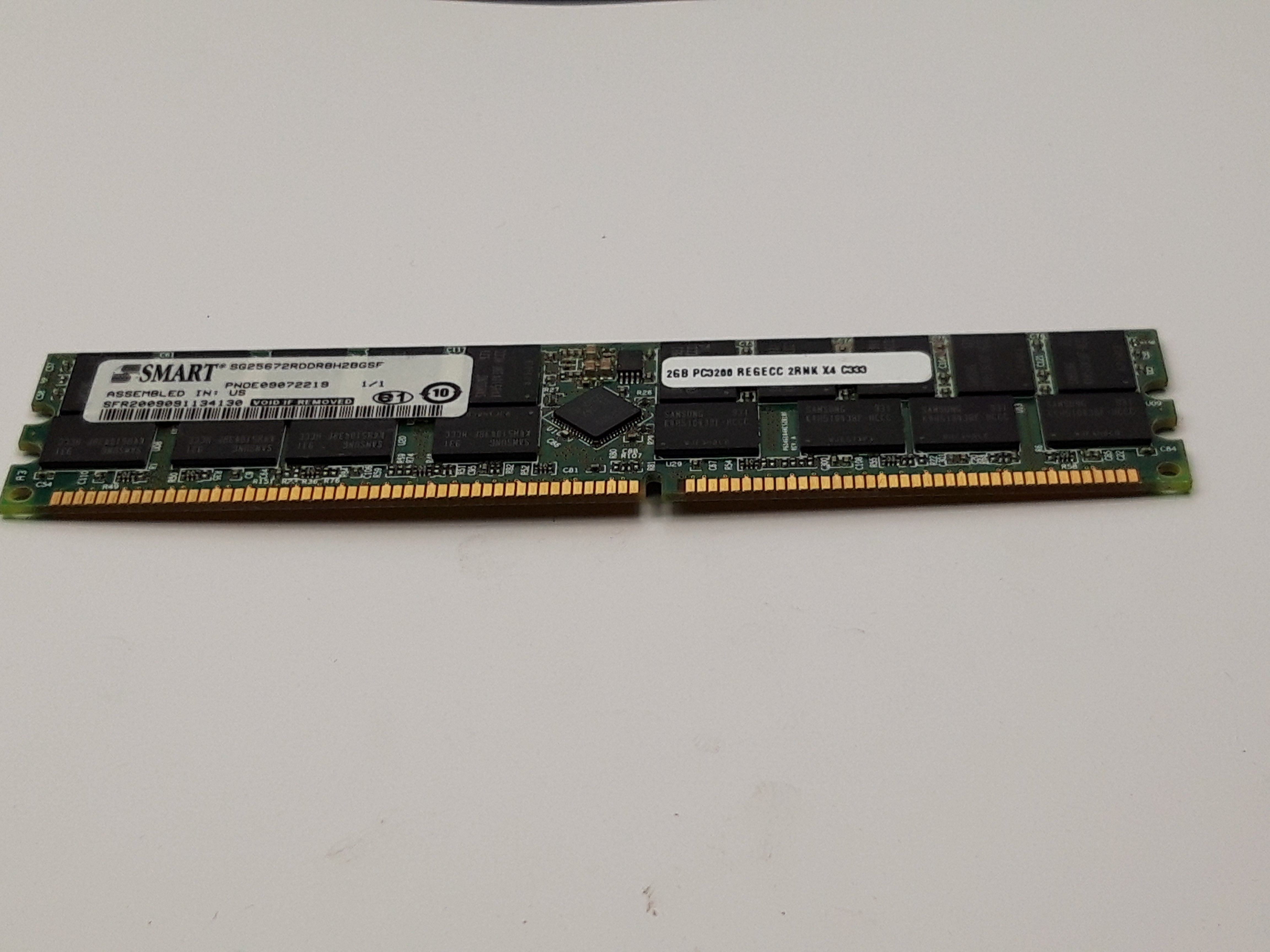 Smart 2GB PC3200 DDR-400MHz ECC CL3 184-Pin DIMM Dual Rank Memory (SG25672RDDR8H2BGSF REF)