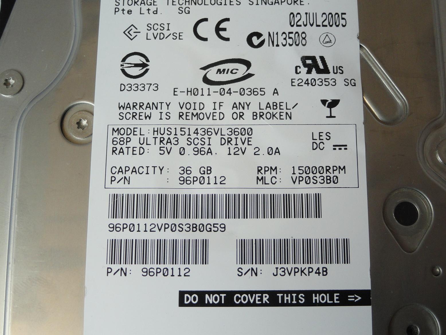 PR06151_96P0112_Hitachi 36GB SCSI 68 Pin 15Krpm 3.5in HDD - Image3