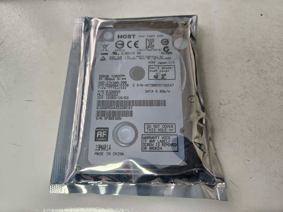 HGST 500GB 7200RPM SATA 2.5in HDD ( 0J26055 HTE725050A7E630 ) REF