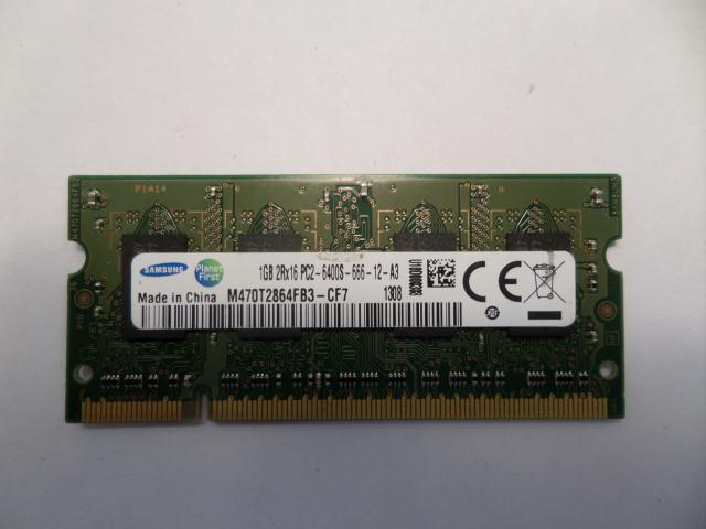 M470T2864FB3-CF7 - Samsung 1GB 200p PC2-6400 CL6 8c 64x16 DDR2-800 2Rx16 1.8V SODIMM - Refurbished