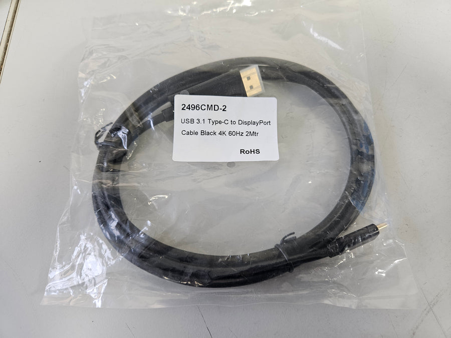 Videk USB 3.1 Type C to DisplayPort Cable Blk 4K 60Hz 2Mtr ( 2496CMD-2 ) NEW