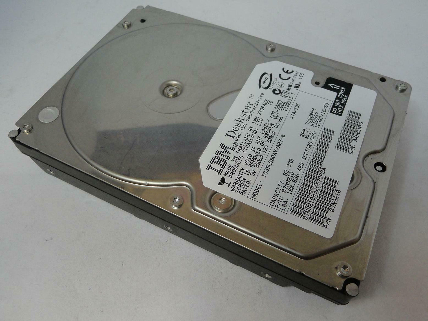 IBM 82.3GB IDE 7200rpm 3.5in HDD ( 07N9210 IC35L080AVVA07-0 ) REF