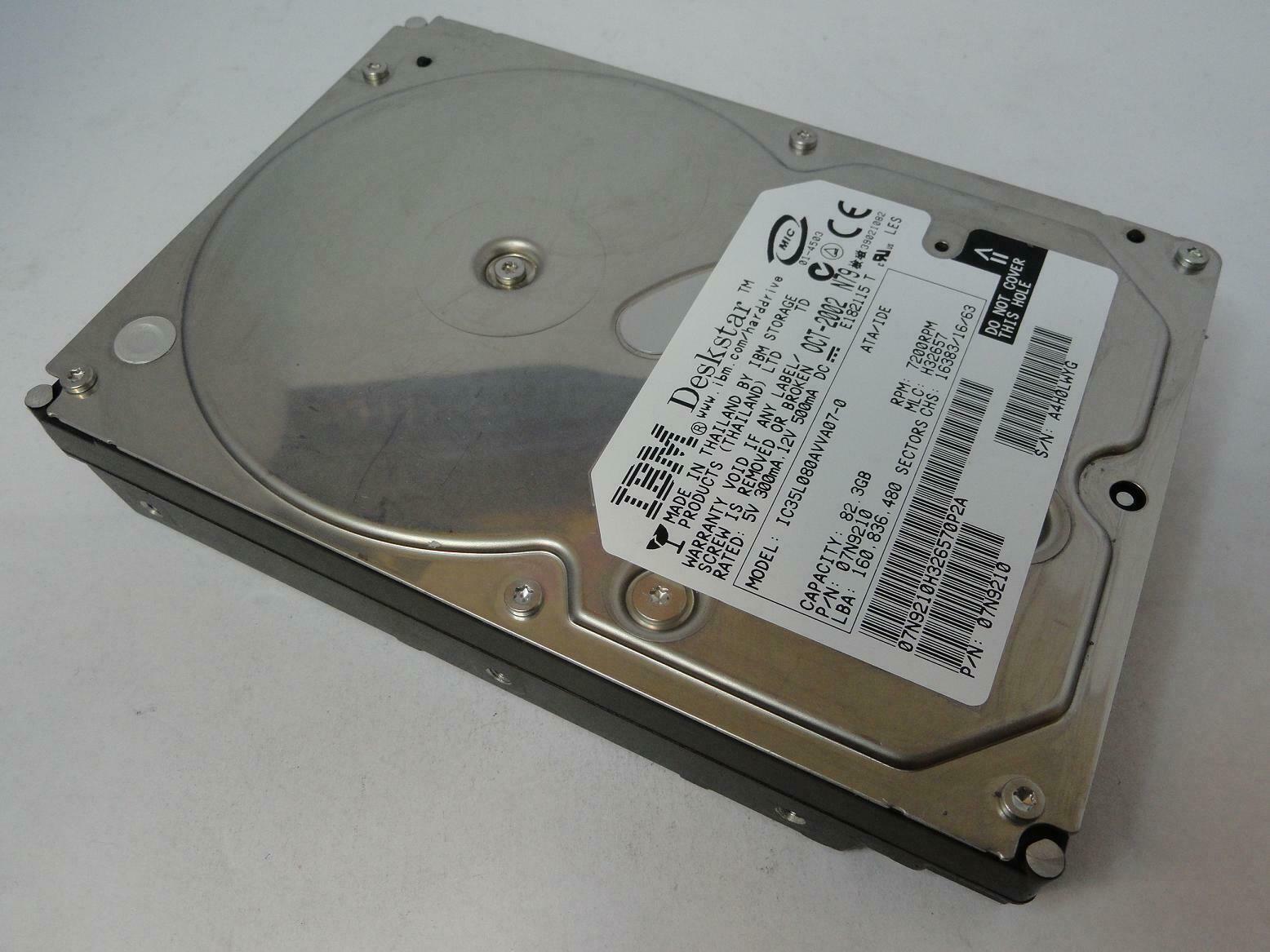 IBM 82.3GB IDE 7200rpm 3.5in HDD ( 07N9210 IC35L080AVVA07-0 ) REF