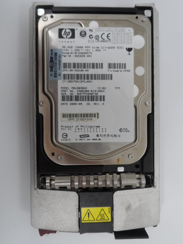 HP Fujitsu 36.4GB SCSI 80 Pin 15Krpm 3.5in HDD ( CA06380-B10100DC MAU3036NC 365699-001 BF03688575 271837-016 3R-A5238-AA 289241-001 ) REF