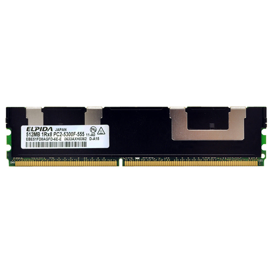 Elpida HP 512MB PC2-5300F DDR2 240Pin CL5 ECC DIMM ( EBE51FD8AGFD-6E-E 398705-051 ) REF