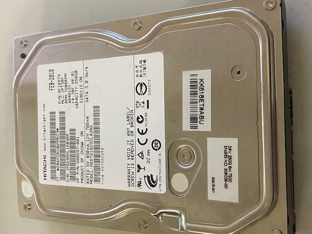 Hitachi HP 3.5in 250GB SATA 7200RPM HDD ( HDS721025CLA382 588597-001 ) USED