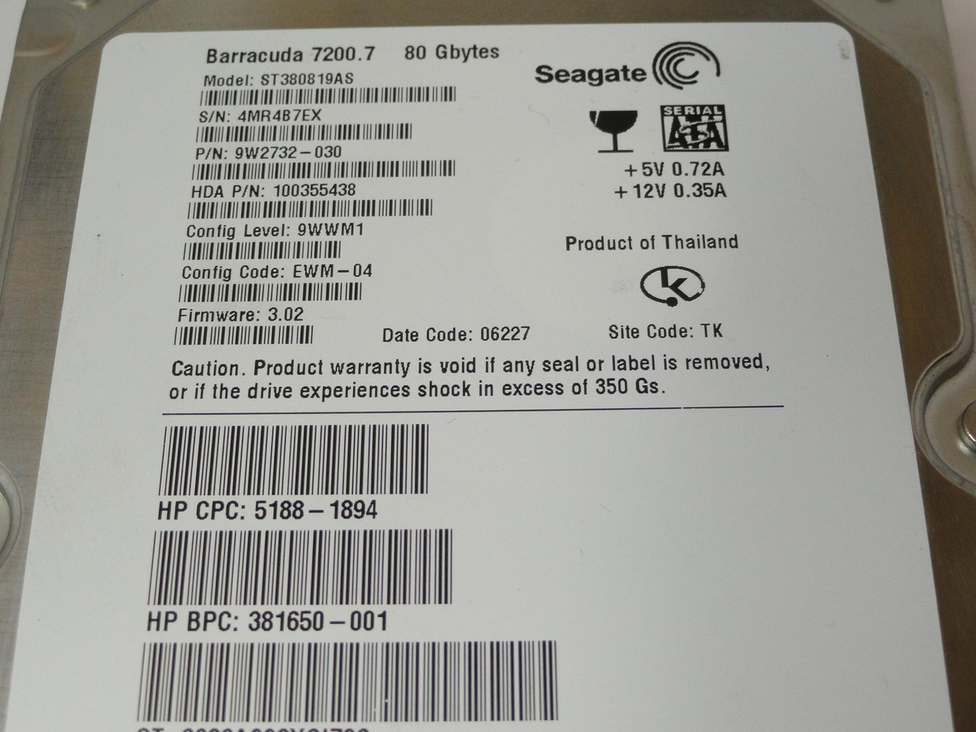PR21021_9W2732-030_Seagate HP 80GB SATA 7200rpm 3.5in HDD - Image3