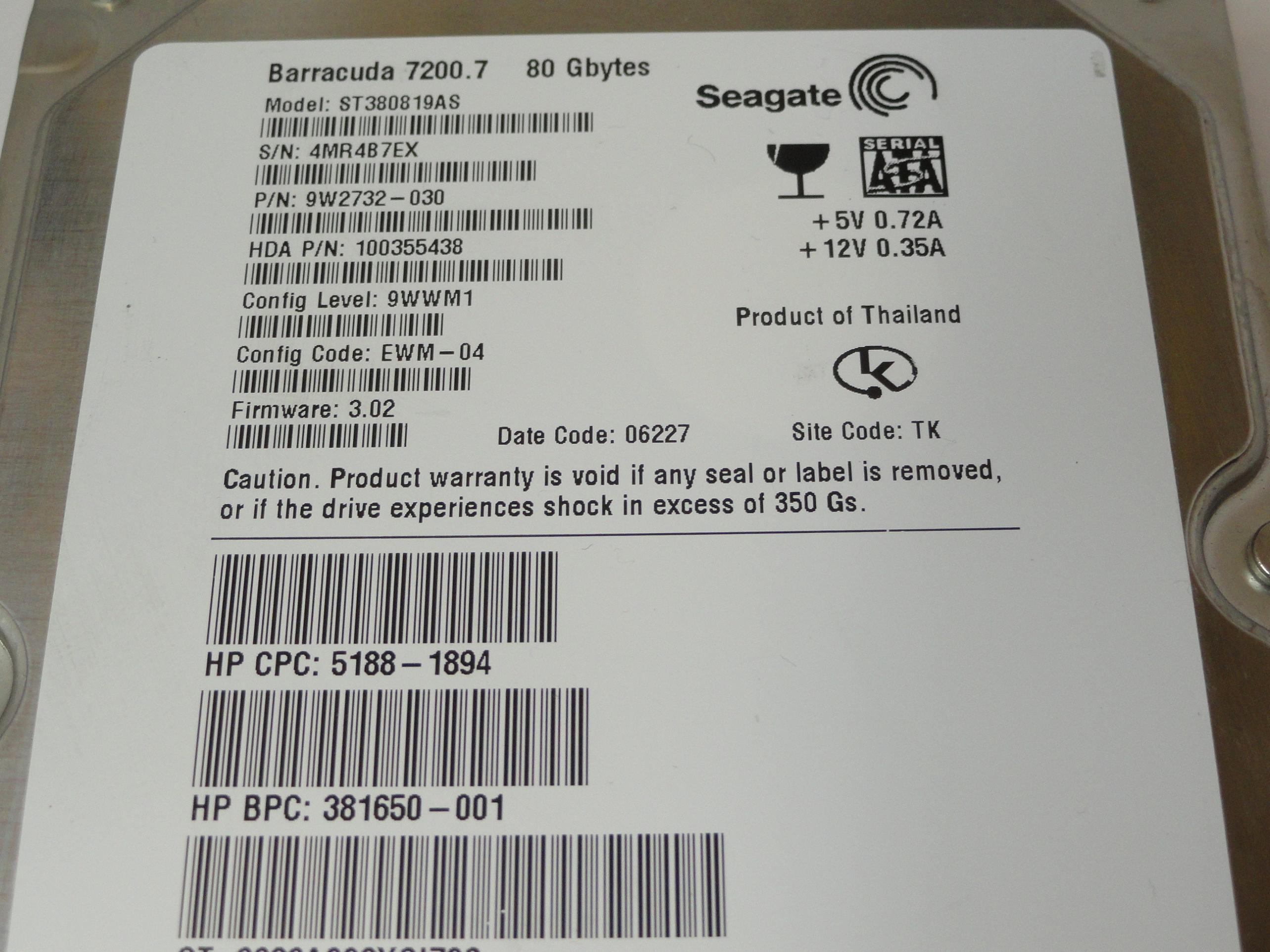 PR21021_9W2732-030_Seagate HP 80GB SATA 7200rpm 3.5in HDD - Image3