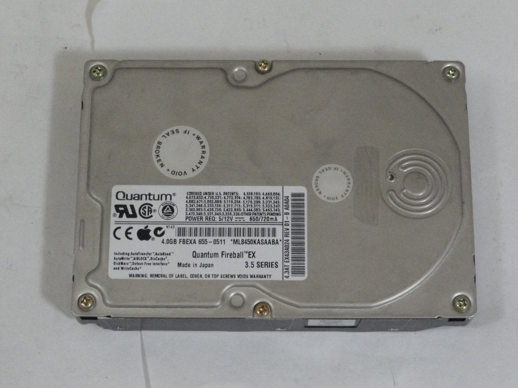 Quantum Apple 4GB IDE 5400RPM 3.5in HDD ( EX64A012 EX43A024 655-0511 ) REF