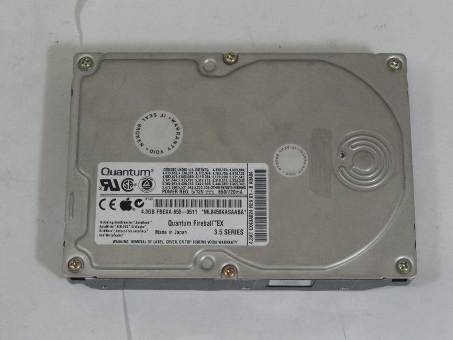 Quantum Apple 4GB IDE 5400RPM 3.5in HDD ( EX64A012 EX43A024 655-0511 ) REF
