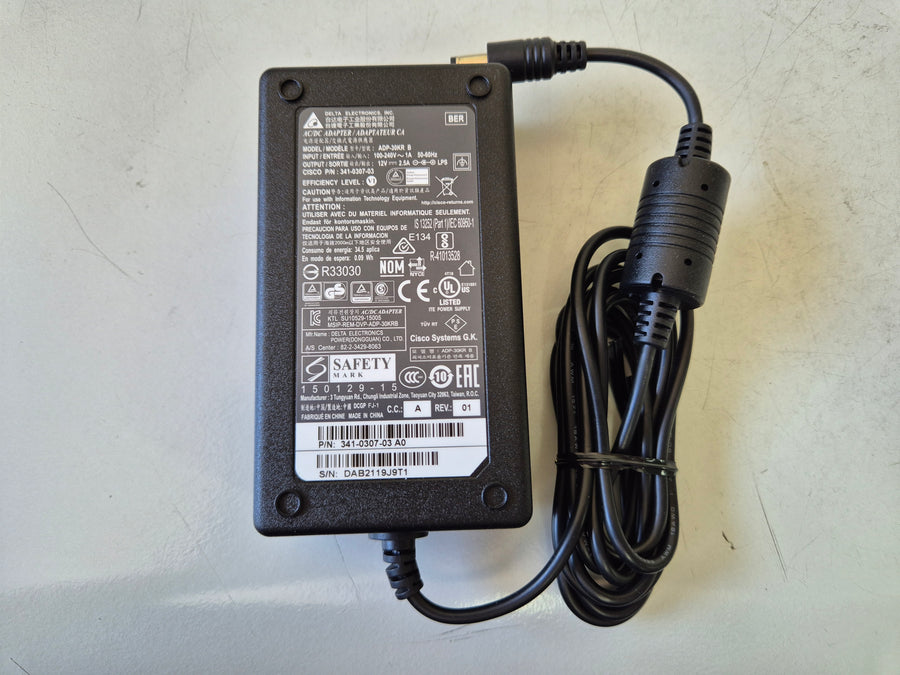 Delta Electronics ADP-30KR B 12V 2.5A 2.5mm X 5.5mm Tip AC Adapter ( 341-0307-03 ) NEW