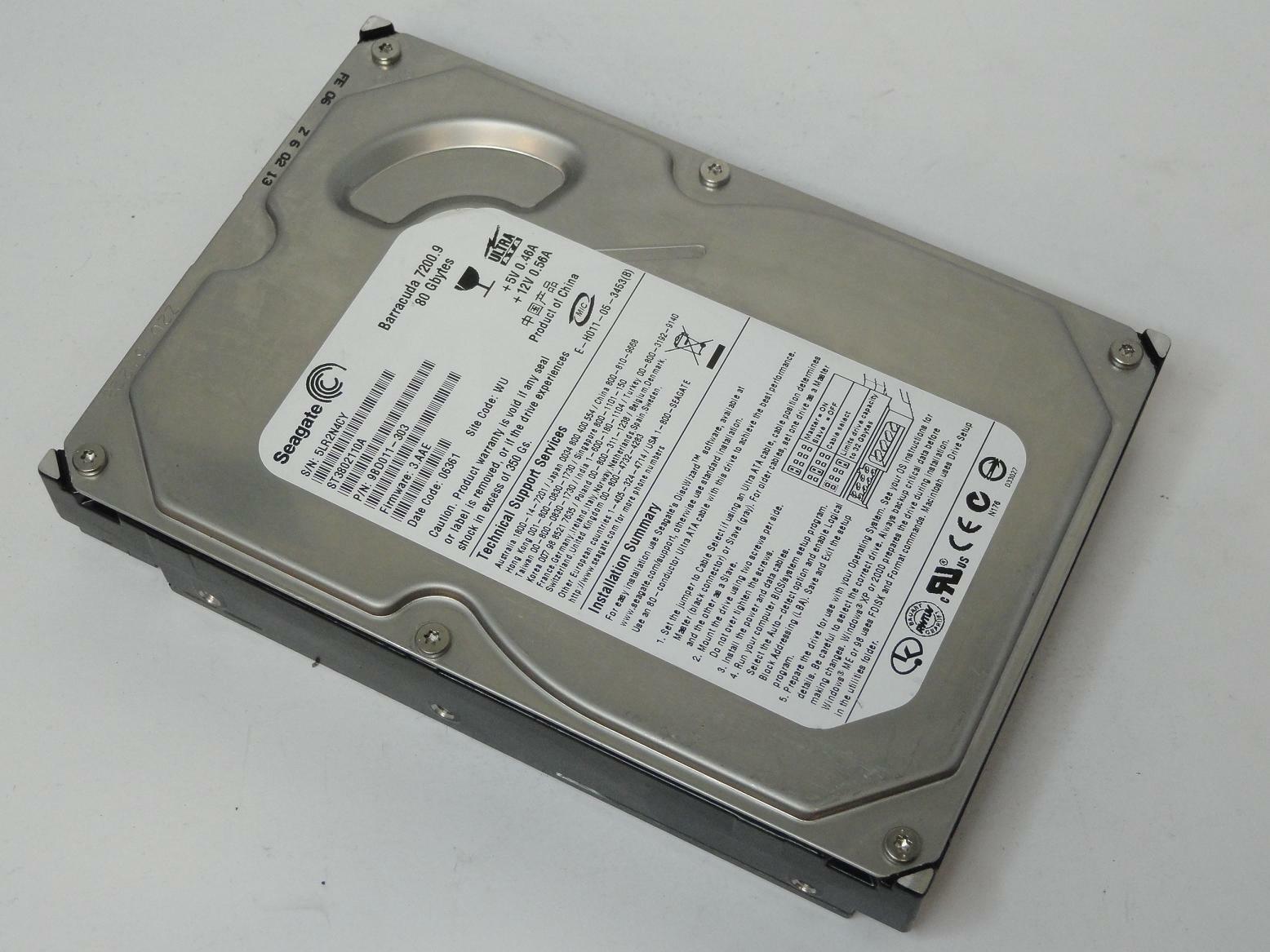 Seagate 80GB IDE 7200rpm 3.5'' HDD ( 9BD011-304 ST3802110A ) REF