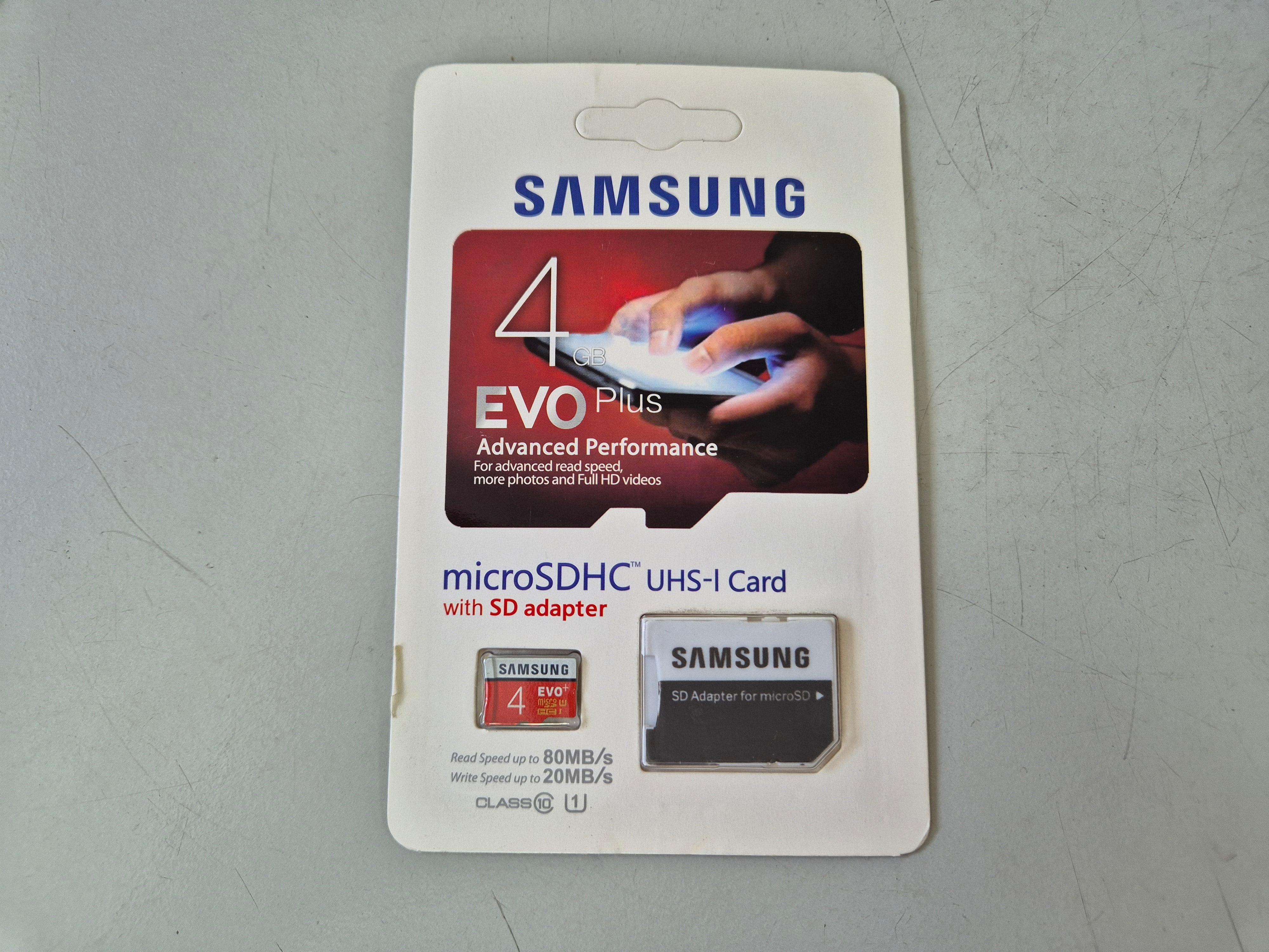 Samsung 4GB EVO Plus MicroSDHC UHS-I Card with SD Adapter ( MB-MP008D MB-MP008D/CN ) NEW