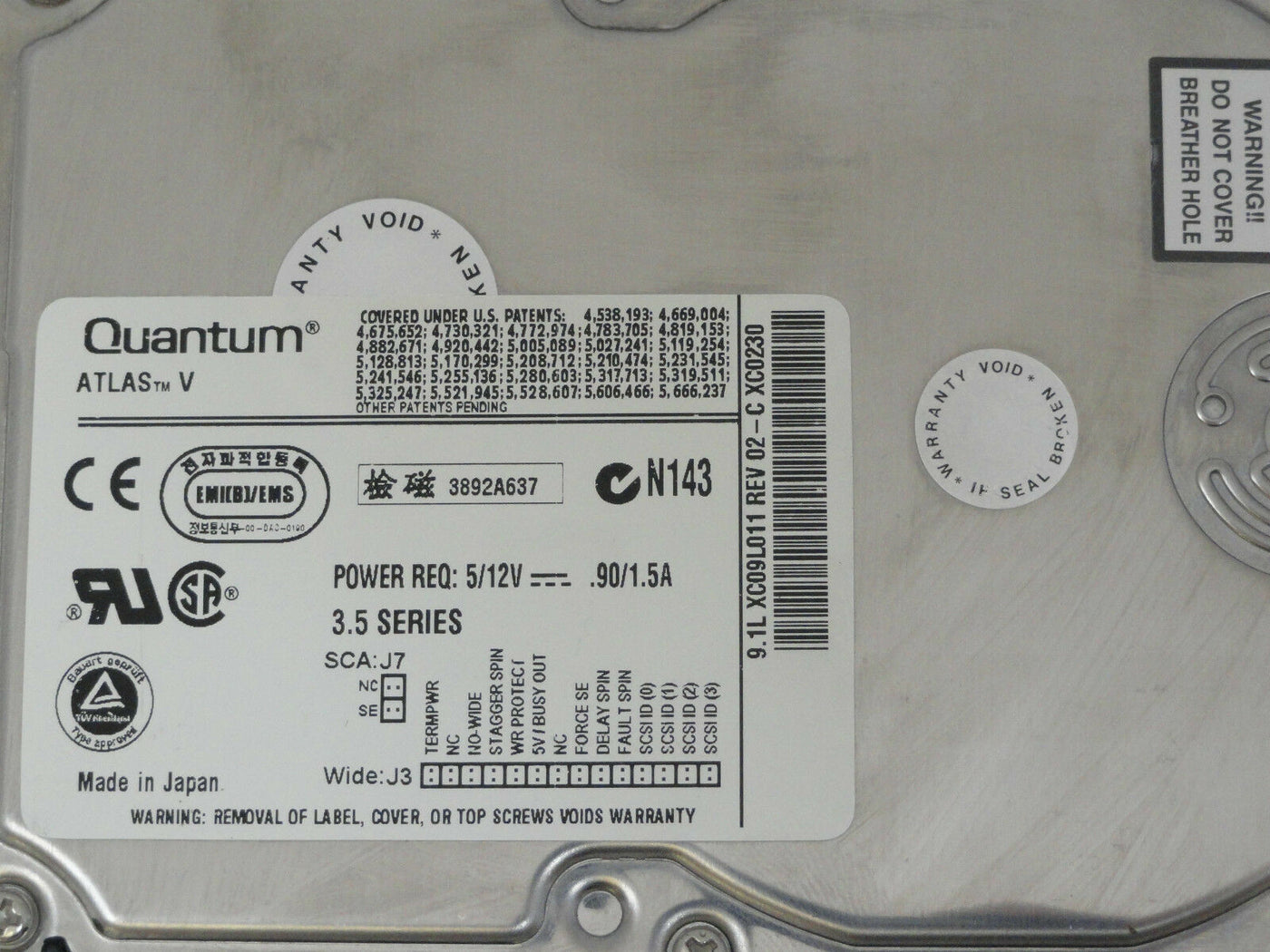 Quantum 9.1GB SCSI 68 Pin 7200rpm 3.5in HDD ( XC09L011 ) USED