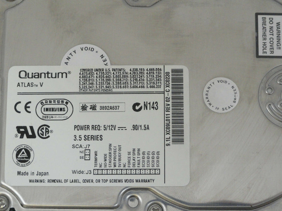 Quantum 9.1GB SCSI 68 Pin 7200rpm 3.5in HDD ( XC09L011 ) USED