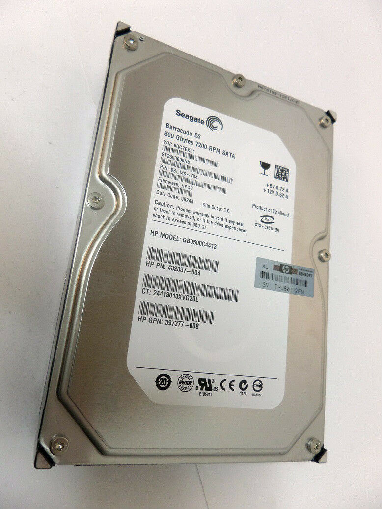 Seagate HP 500Gb 7200RPM 3.5in SATA HDD ( ST3500630NS 9BL146-784 432337-004 397377-008 GB0500C4413 ) REF