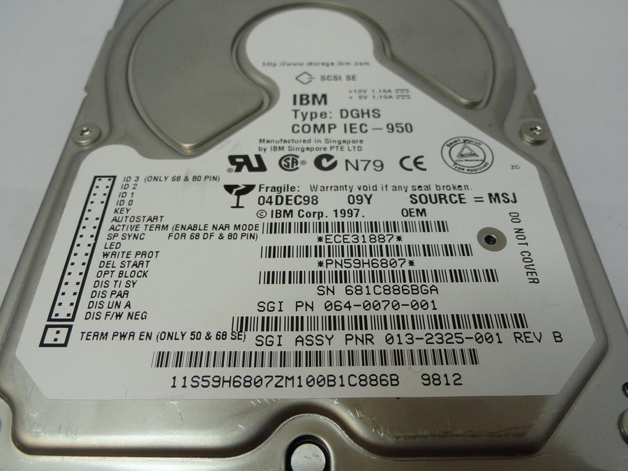 59H6807 - IBM SGI 9.1Gb SCSI 80 Pin 7200rpm 3.5in HDD - USED