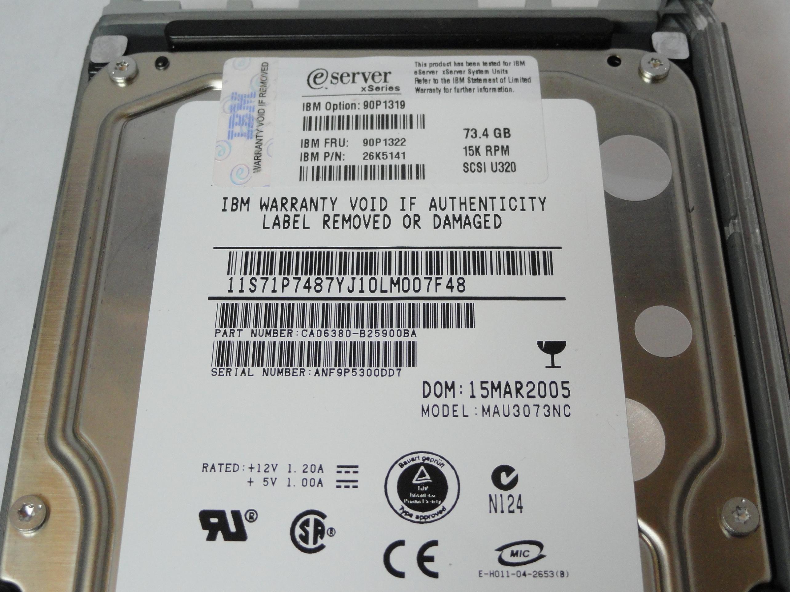 CA06380-B25900BA - Fujitsu IBM 73.4Gb SCSI 80 Pin 15Krpm 3.5in HDD - USED