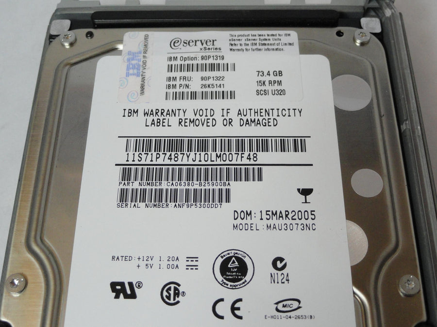 CA06380-B25900BA - Fujitsu IBM 73.4Gb SCSI 80 Pin 15Krpm 3.5in HDD - USED