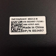 Dell  Quietkey USB - AZERTY Black French Keyboard (KB-212B 0DJ497 New)