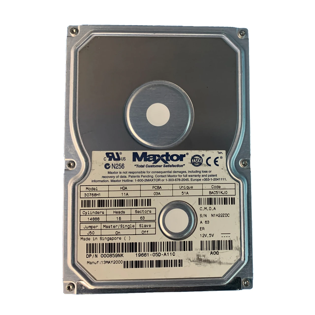 Maxtor Dell 7.6GB IDE 5400rpm 3.5in HDD ( 30768H1 859NK 0859NK ) REF