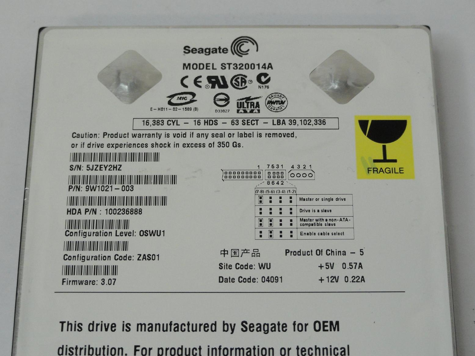 PR11666_9W1021-003_Seagate 20GB IDE 5400rpm 3.5in HDD - Image3