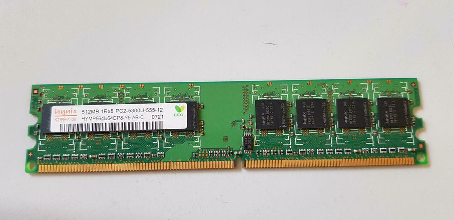 Hynix 512MB 1Rx8 PC2-5300U DDR2-667MHz non-ECC Unbuffered CL5 240-Pin DIMM ( HYMP564U64CP8-Y5 ) REF
