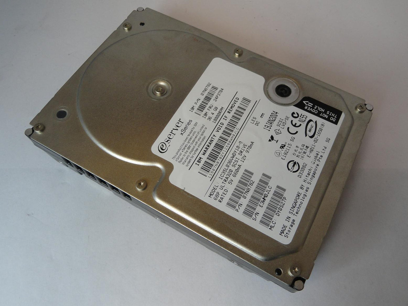 07N8782 - Hitachi IBM 36GB SCSI 68 Pin 10Krpm 3.5in eServer xSeries HDD - Refurbished