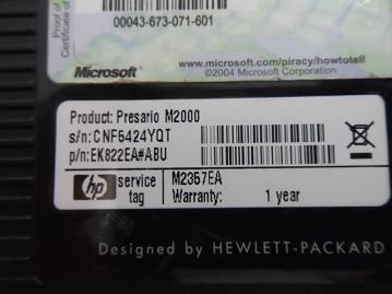 PR20385_EK822EA#ABU_Compaq Presario M2000 1.6Ghz 1Gb Ram No HDD Laptop - Image5