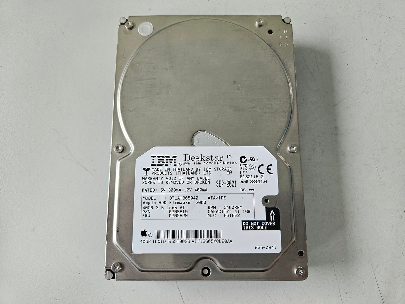 IBM Apple 41Gb IDE 5400rpm 3.5in HDD ( 07N5819 DTLA-305040 07N5829 655-0941 655T0093 ) USED