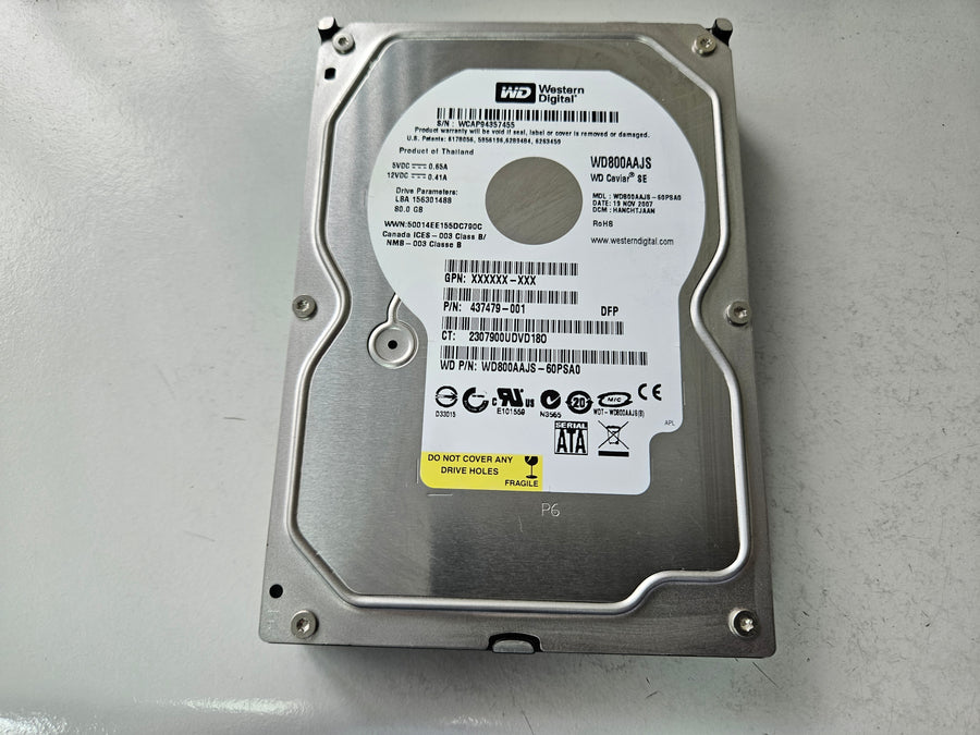 Western Digital HP 80GB 7200rpm SATA 3.5in HDD ( WD800AAJS-60PSA0 437479-001 ) REF