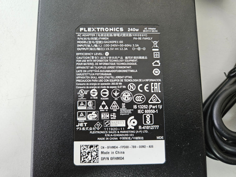 Flextronics Dell 240W 19.5V 12.3A AC Adapter ( 0FHMD4 GA240PE1-00 ) REF