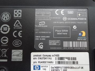 nx7400 - HP nx7400 1Gb 2Ghz No HDD No Caddy Laptop - Dark Gray - With PSU - Small Chip In Centre Of Screen Grade C Laptop - USED