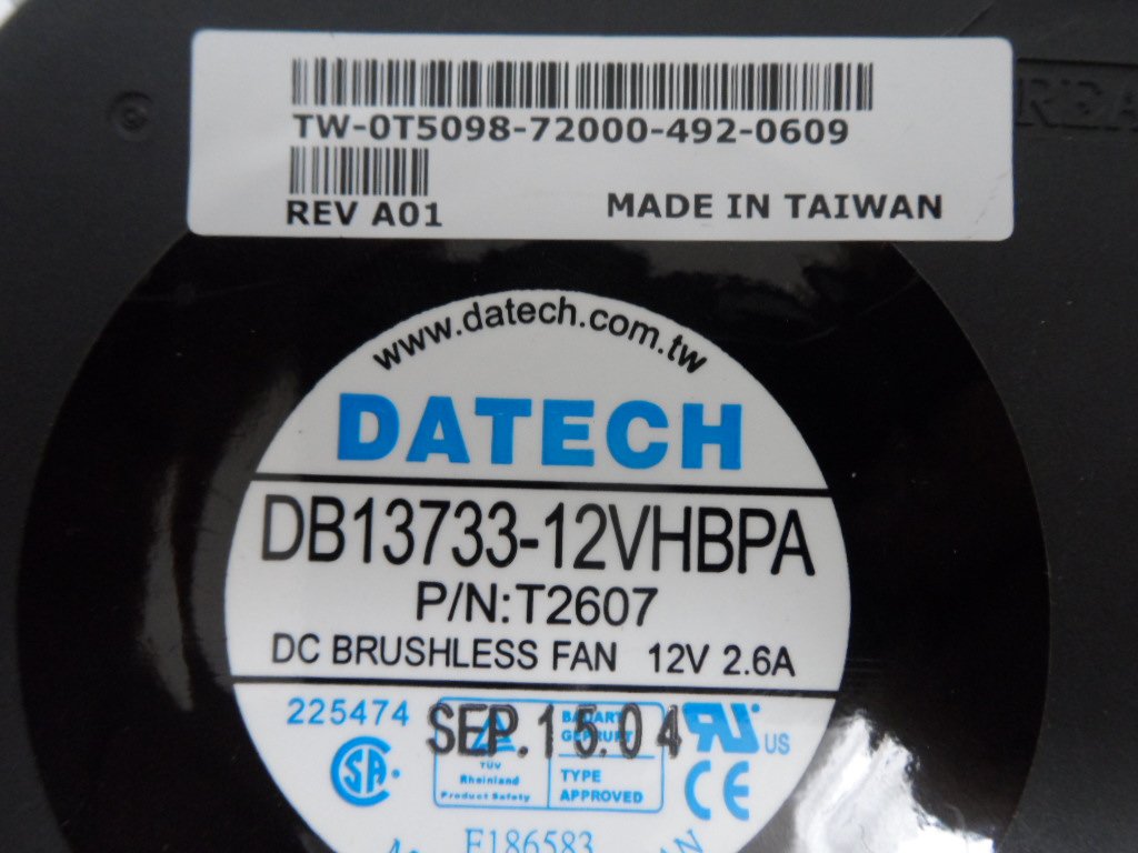 TW-0T5098 - Datech DB13733-12VHBPA DC Brushless Cooling Fan & Heat Sink Black - USED