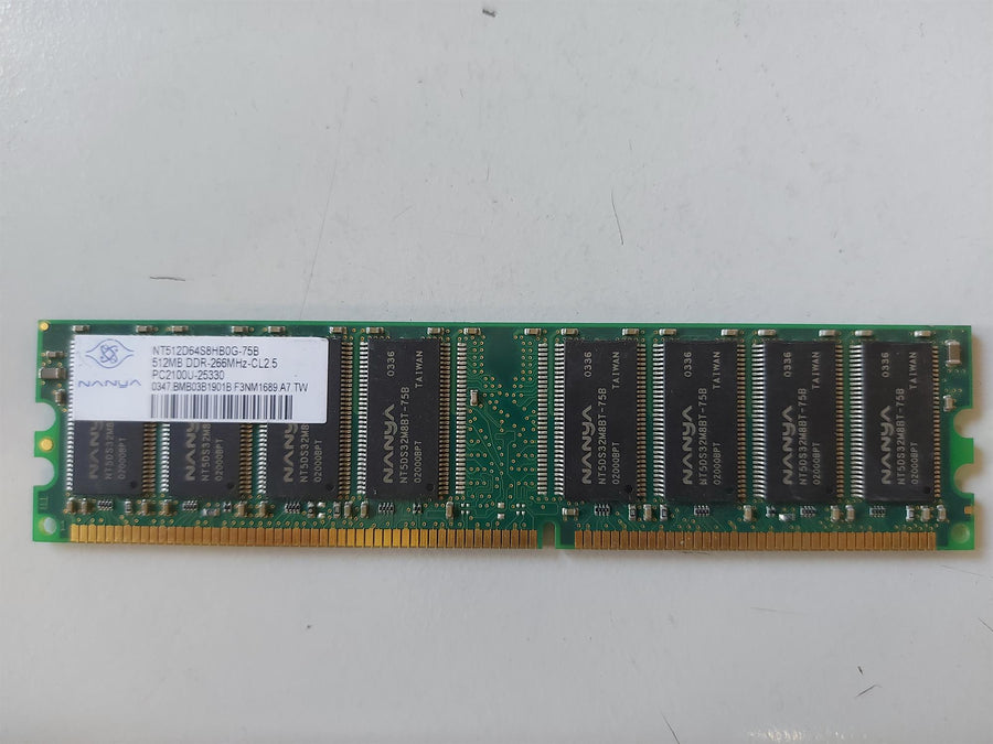 Nanya 512MB DDR-266MHz PC2100 non-ECC Unbuffered CL2.5 184-Pin DIMM Memory Module ( NT512D64S8HB0G-75B)