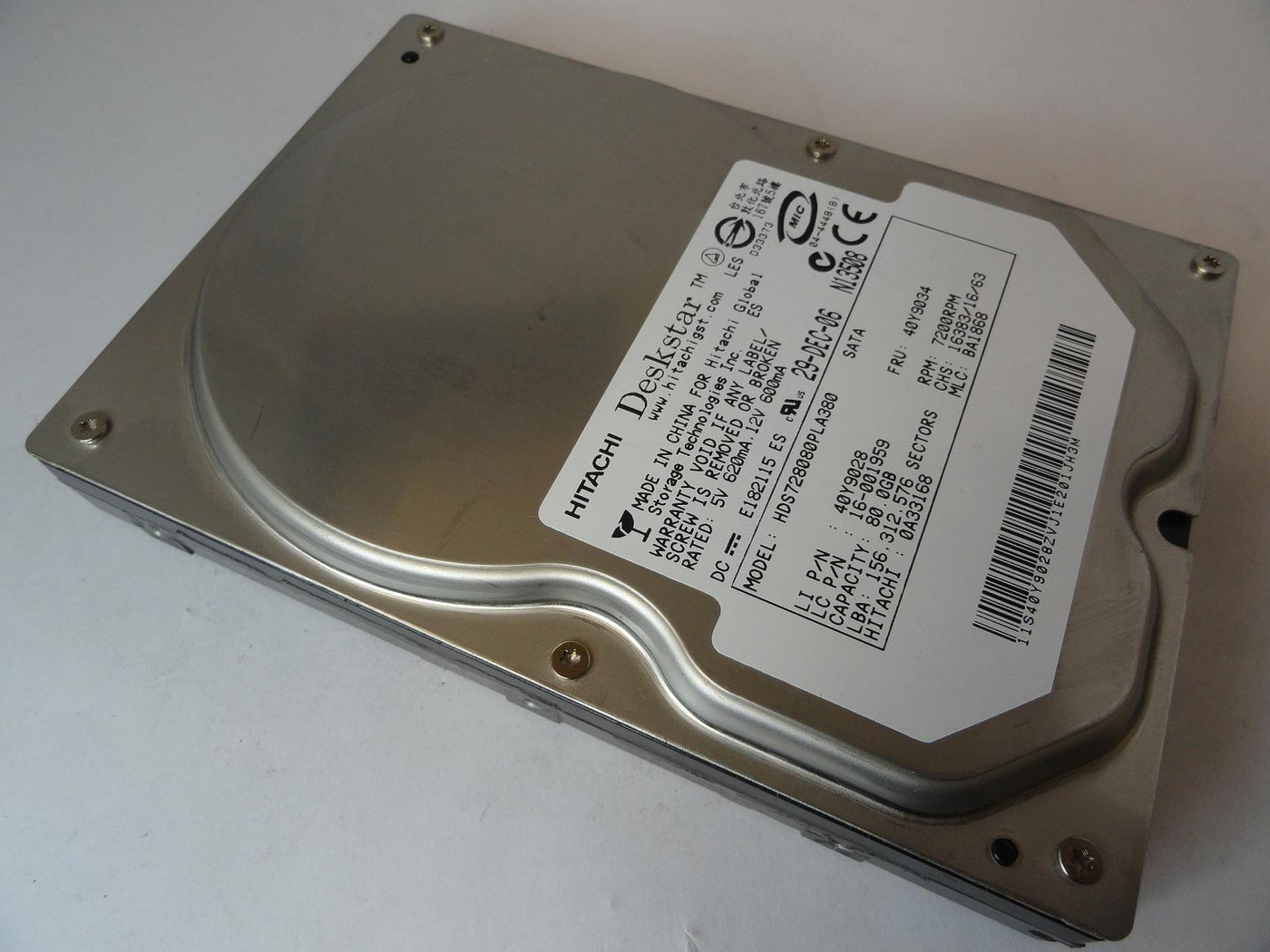 0A33168 - Hitachi IBM 80GB SATA 7200rpm 3.5in Deskstar HDD - USED