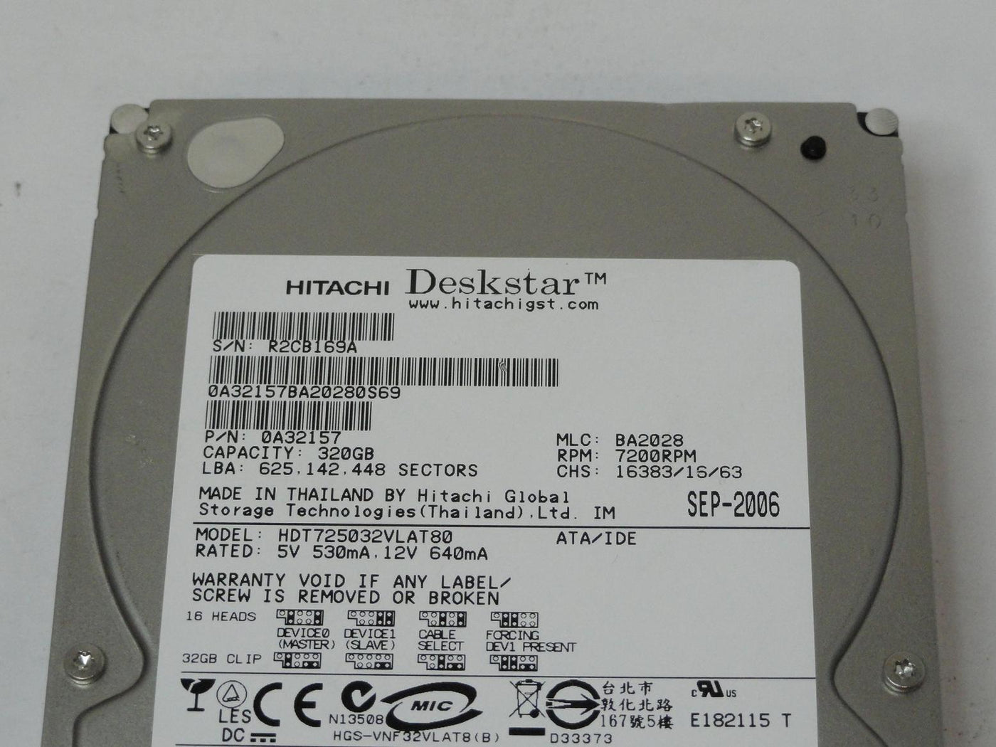 PR25090_0A32157_Hitachi 320GB IDE 7200rpm 3.5in HDD - Image3