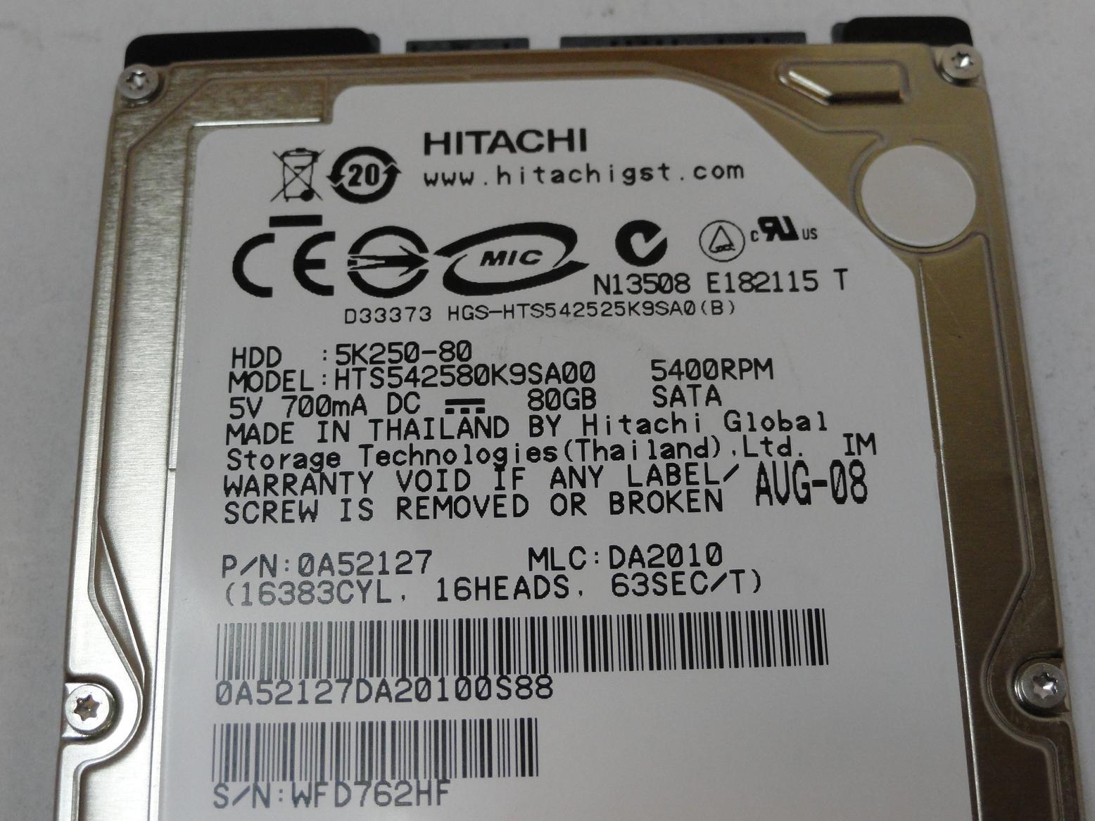 PR06153_0A52127_Hitachi 80GB SATA 5400rpm 2.5in HDD - Image3
