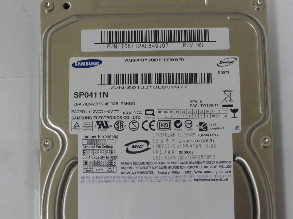 Samsung Compaq 40Gb IDE 7200rpm 3.5in HDD ( SP0411N 333769-002 ) USED