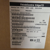 Lenovo ThinkCentre Edge 72 500GB HDD DVD 4GB RAM Pentium G2030 3GHz Win7Pro w/k.board boxed ( 3484-LDG 3484LDG RCCLDUK ) USED