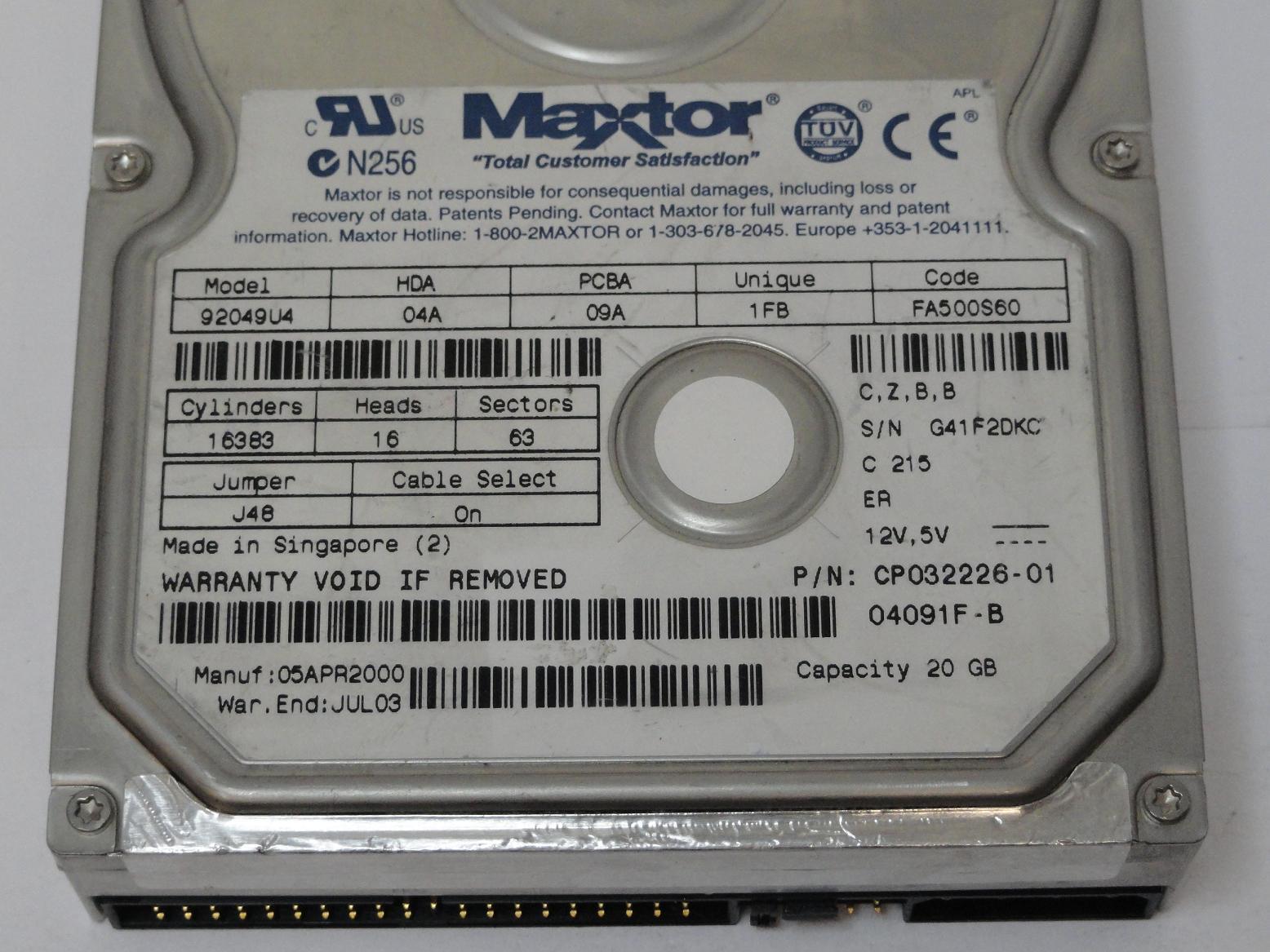 PR00146_CP032226-01_Maxtor 20GB IDE 5400rpm 3.5in HDD - Image3
